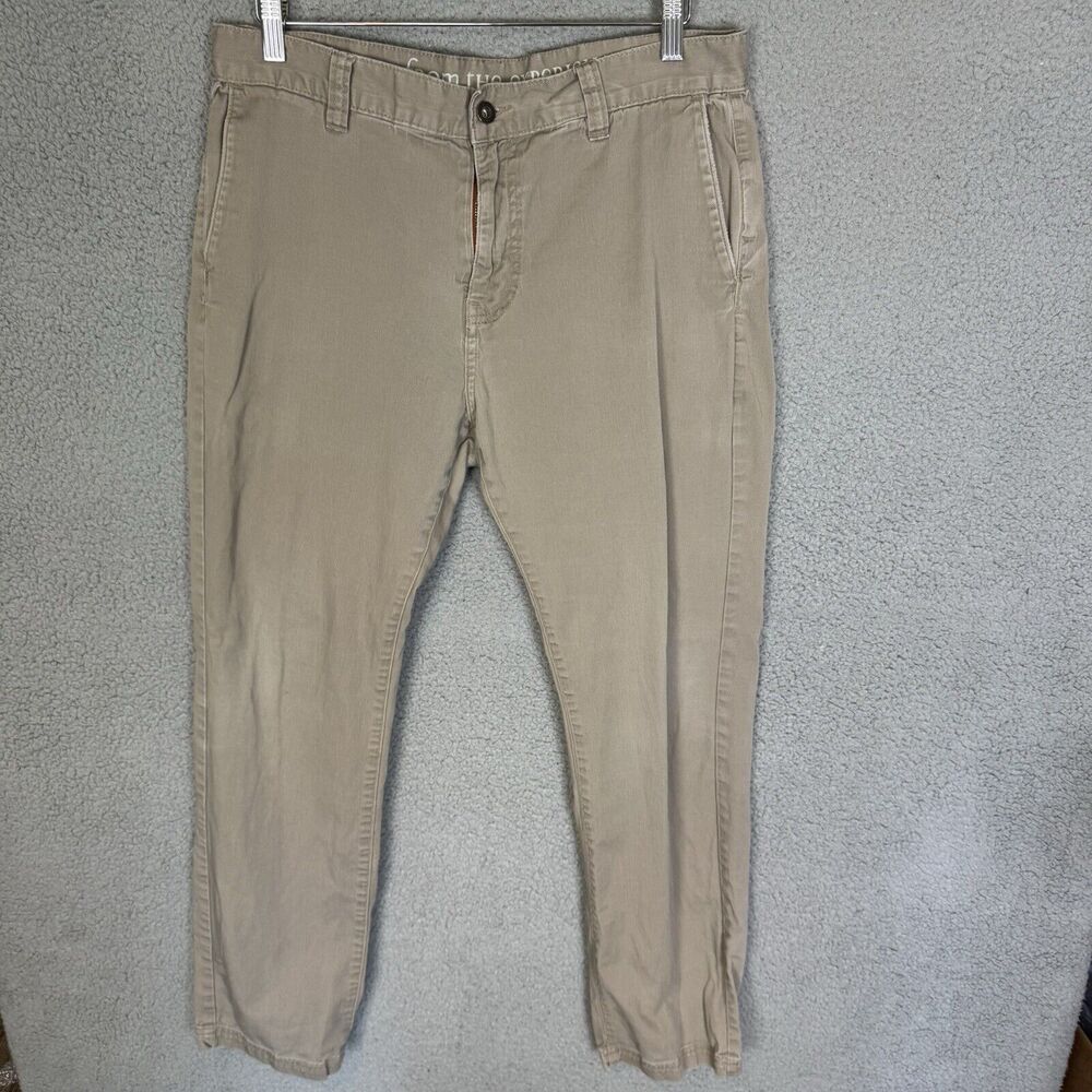 Prana Pants Mens 34x30 Straight Fit Khaki Organic Cotton Hiking